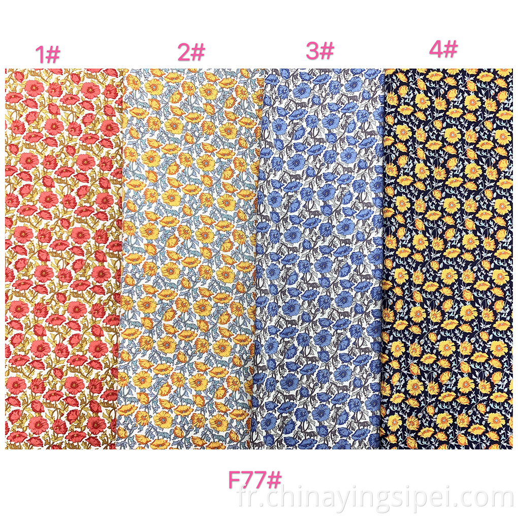 Vente de petites fleurs imprimées moyens moyens 100% de rayonne Twill Tissu de Noël 100% rayonne